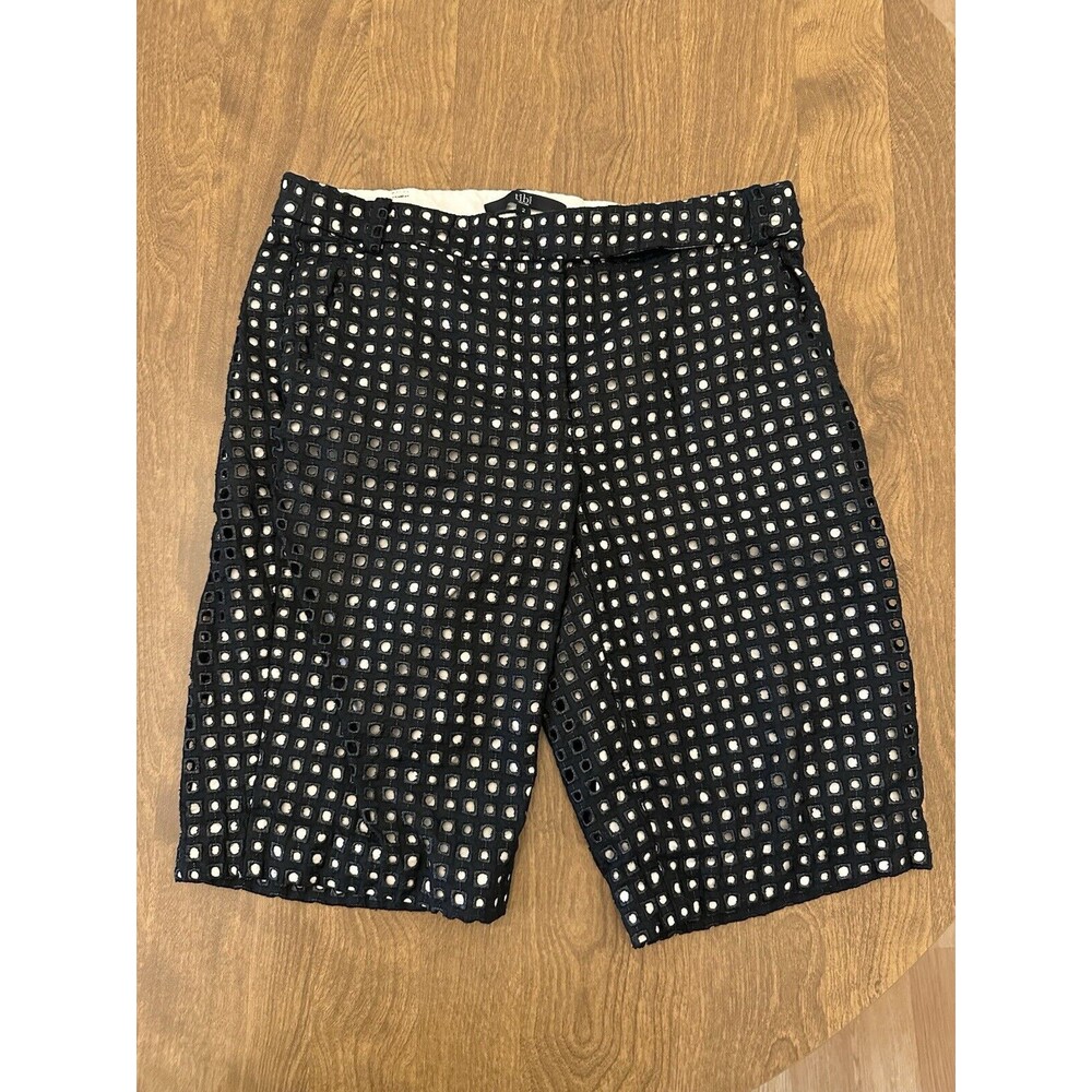 Tibi Shorts Womens 2 Black White Islet Cotton Shorts
